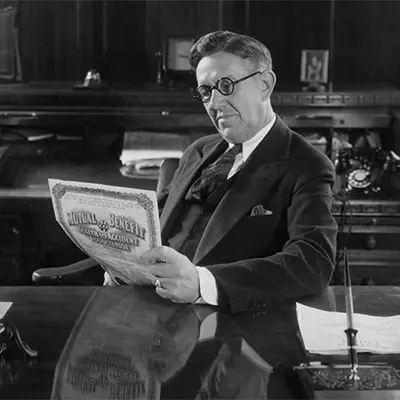 moom-service Clair Carlton Criss, found of the Mutual Benefit Health and Accident Association, later to become Mutual of Omaha